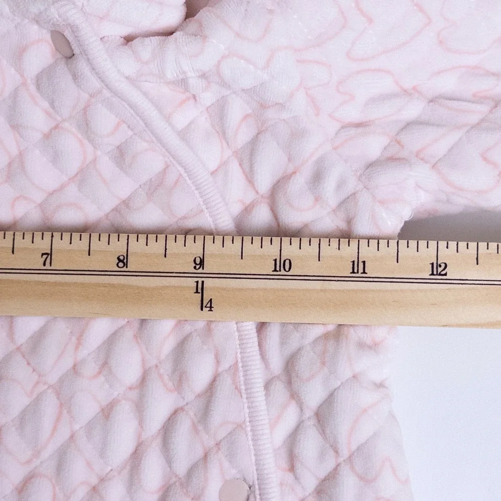 Nordstrom Quilted Heart Pram Suit Baby 6M Pink Fleece Hood‎ Bear Ears